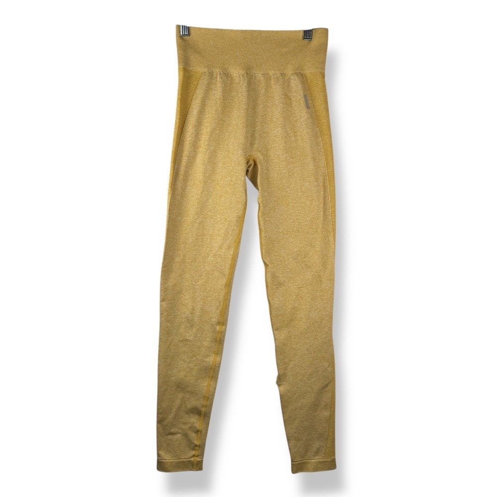 Gymshark Womens Seamless Leggings Size Medium Yellow High Waist Workout Active‎